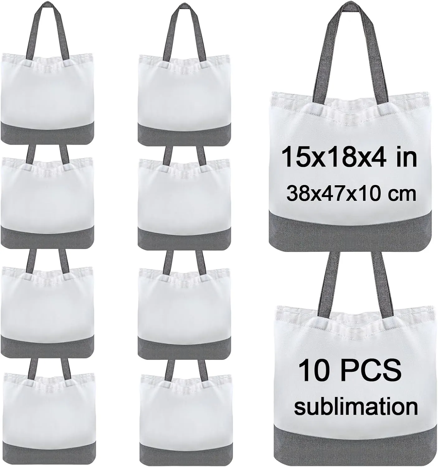 10 pcs Sublimation Tote Bags,polyester tote bags for sublimation, blank canvas tote bags for DIY Crafting and Decorating