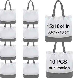 10 pcs Sublimation Tote Bags,polyester tote bags for sublimation, blank canvas tote bags for DIY Crafting and Decorating
