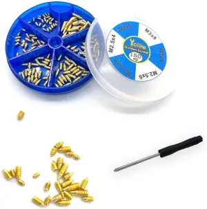 150 Pcs Nickel Plated Tip Screws for Leather Accessories - 6 Sizes Belt Screws Include M23, M2.54, M2.55, M2.56, M35, M38 With 2mm Screwdriver for Belt Buckle, Wallet, Handbag, Purse - Gold