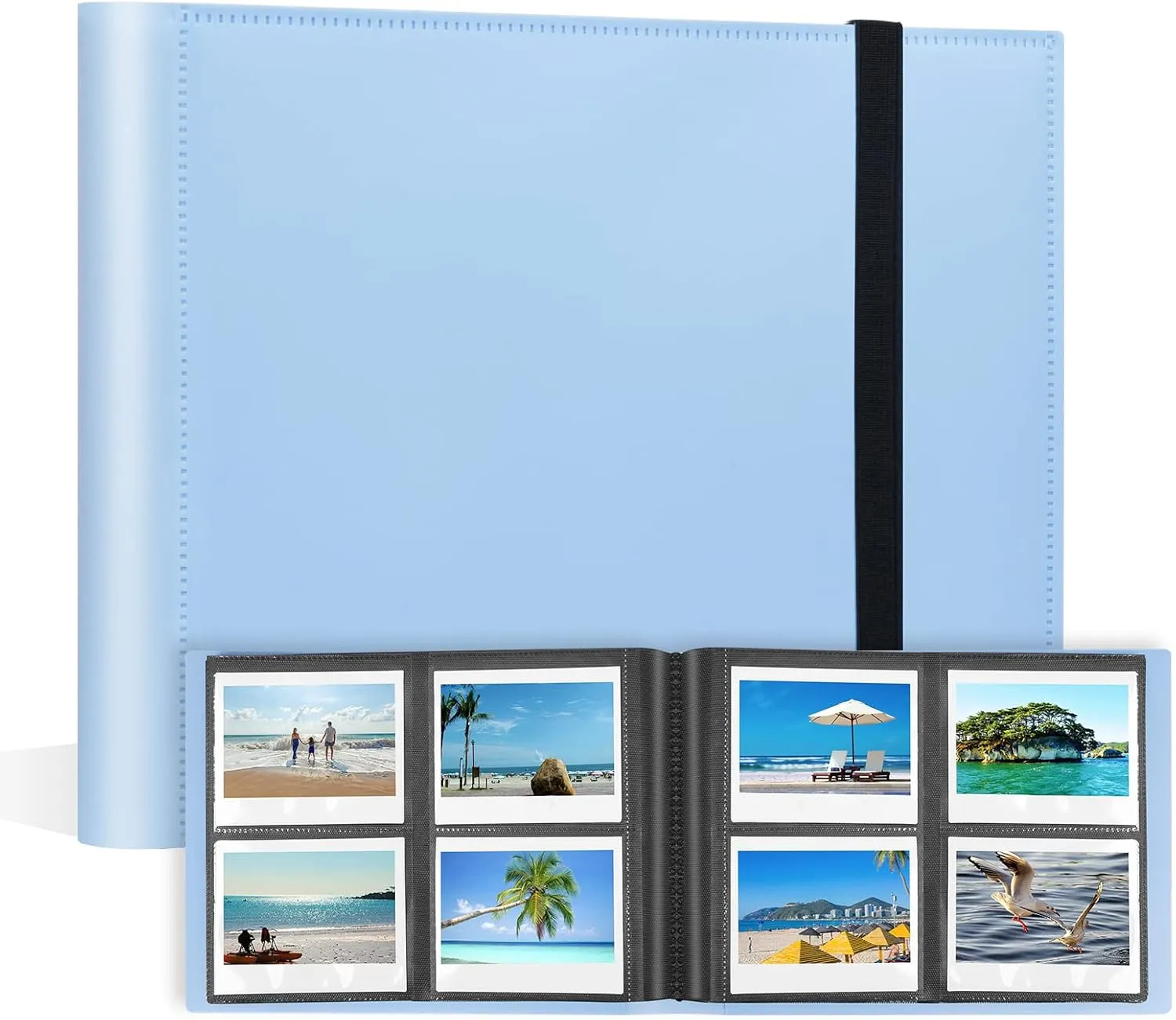 160 Pockets Photo Album for Fujifilm Instax Wide 300 Camera, for Polaroid 600 Photo Album, Albums for Polaroid Now  Now OneStep2 OneStep  600 Instant Film Camera, POP Lab Instant Print Camera (Blue)