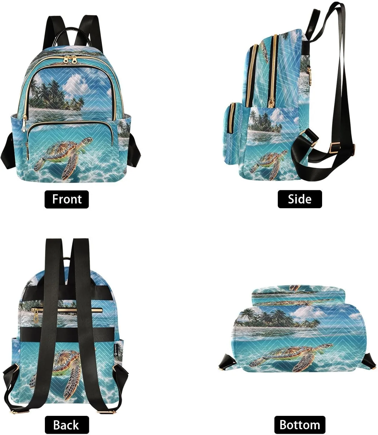 ALAZA Sea Turtle Island Mini Backpack Purse for Women Travel Bag Lightweight Shoulder Bag Fashion Daypack