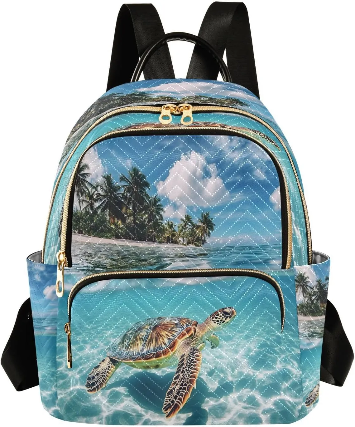 ALAZA Sea Turtle Island Mini Backpack Purse for Women Travel Bag Lightweight Shoulder Bag Fashion Daypack