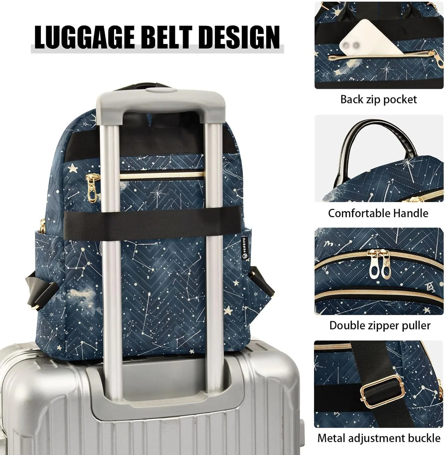 ALAZA Space Galaxy Constellation Cloud Small Backpack Purse for Women Travel Bag Lightweight Shoulder Bag Fashion Daypack