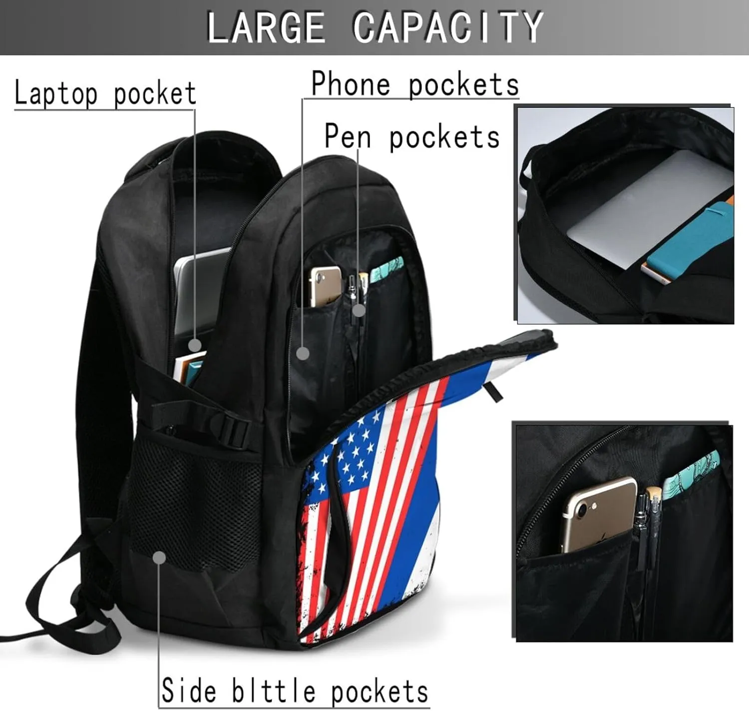 American Salvadorian Flag Salvadoreos Roots Business Laptop Backpack Travel Backpacks Outdoor Rucksack Large Bag Daypack with USB Charging Port Multi-Pocket for Hiking Camping