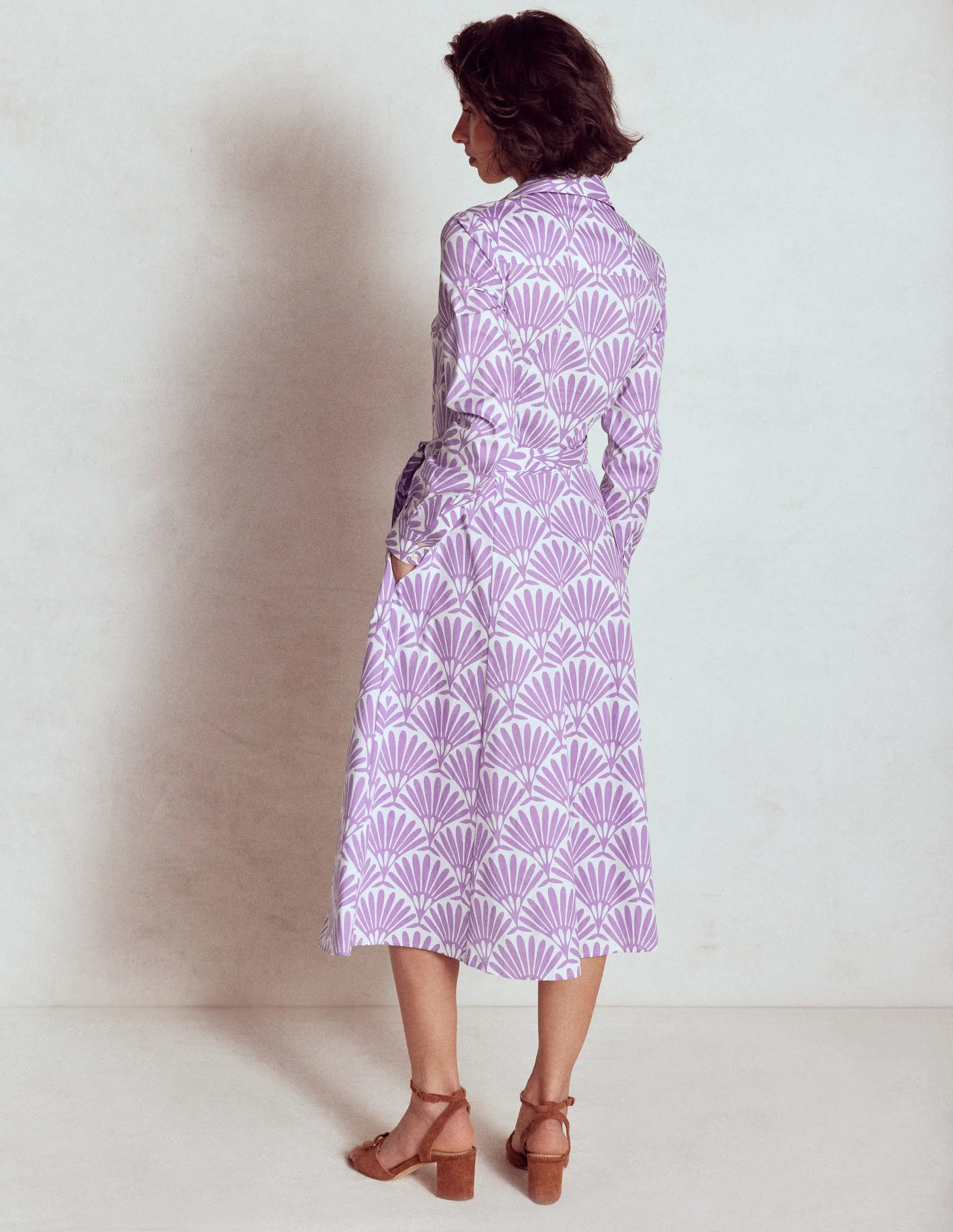 Amy Cotton Midi Shirt Dress-Pretty Violet, Deco Palm