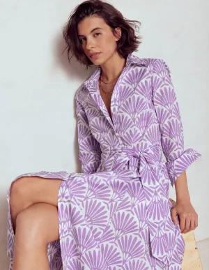 Amy Cotton Midi Shirt Dress-Pretty Violet, Deco Palm