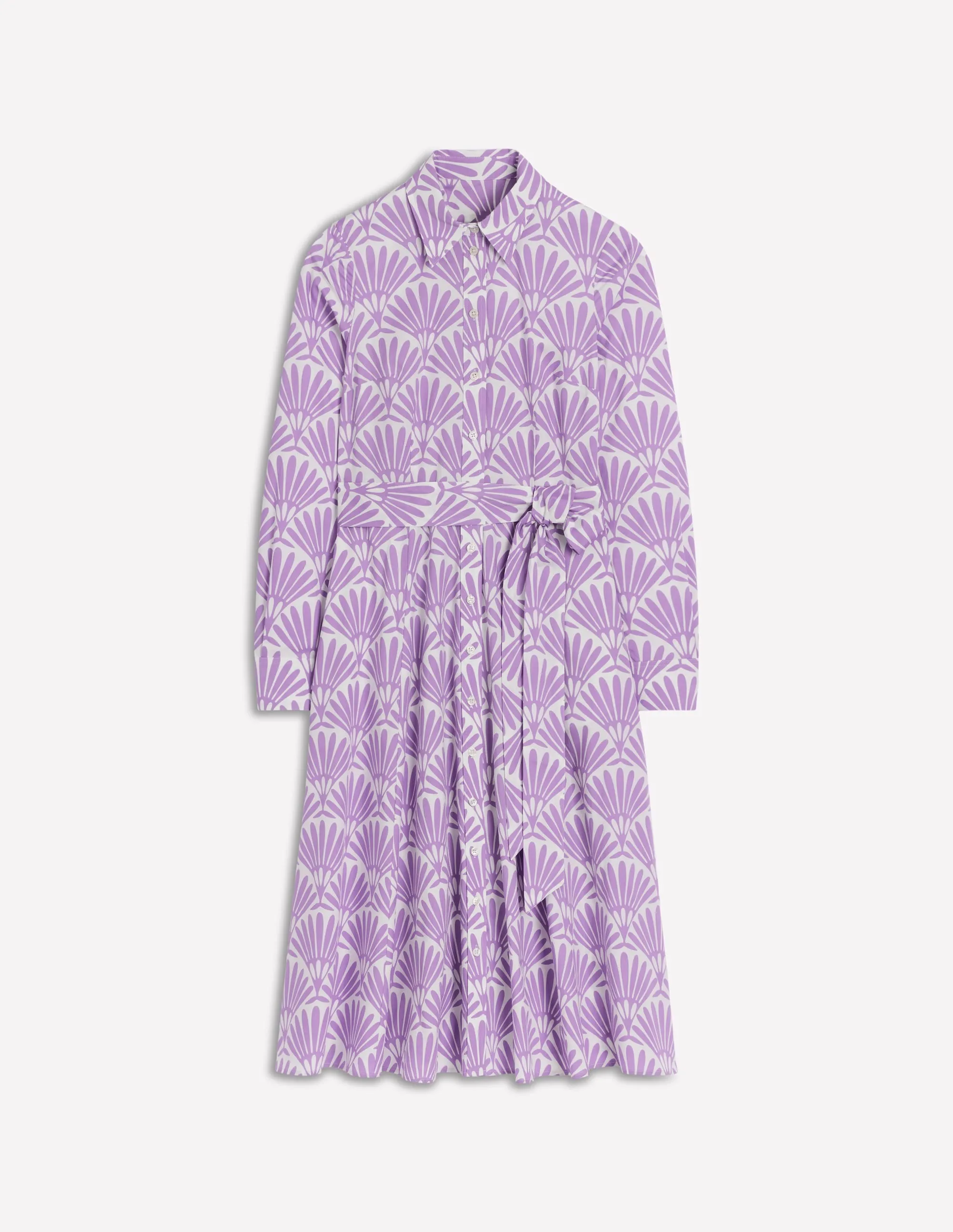 Amy Cotton Midi Shirt Dress-Pretty Violet, Deco Palm