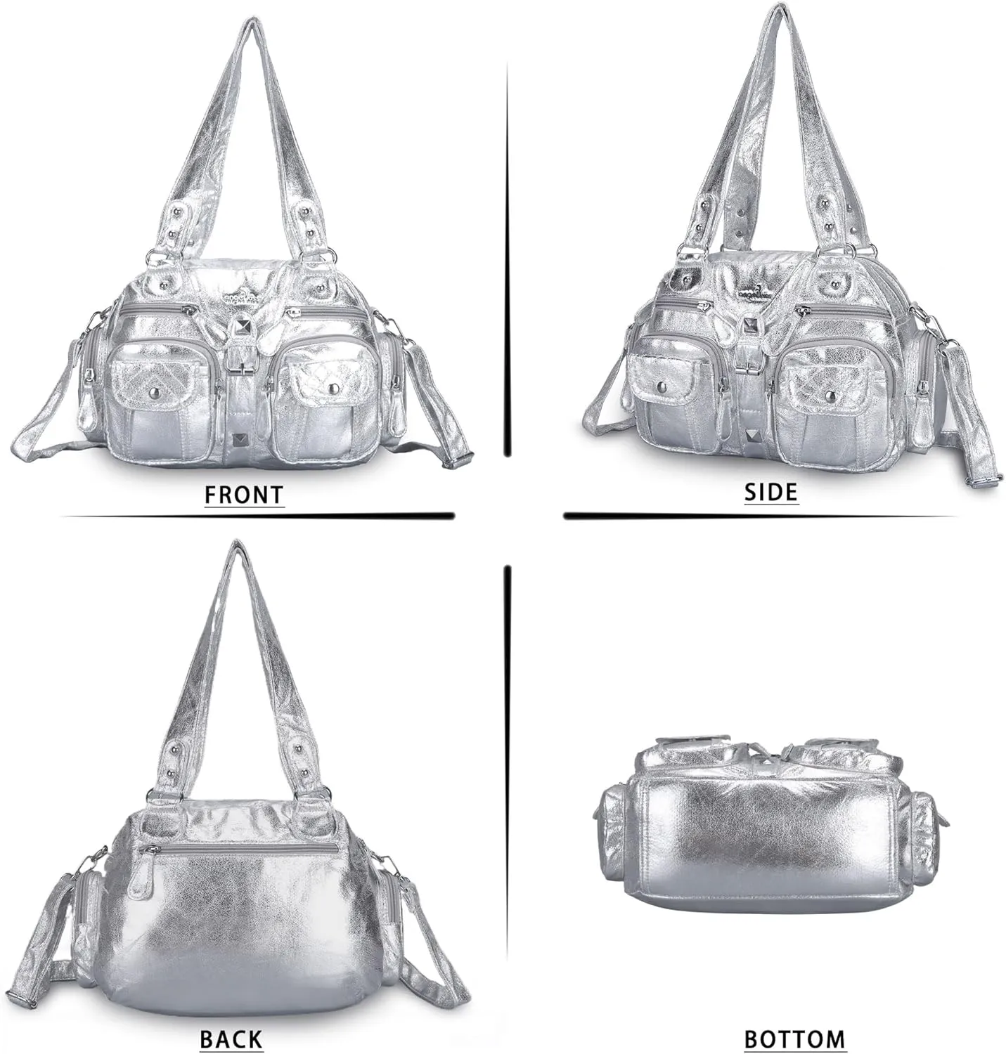 Angel Kiss Hobo Crossbody Purses for Women Shoulder Bag Multipocket Soft Hobo Purses Removable Strap Leather Handbags