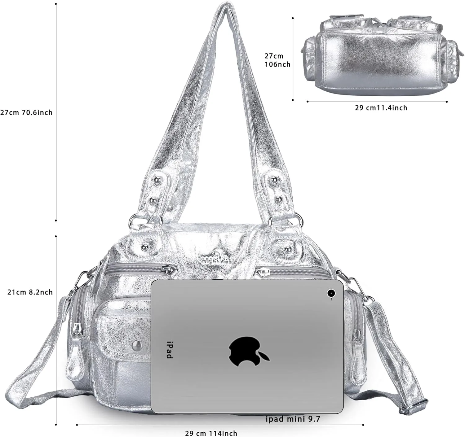 Angel Kiss Hobo Crossbody Purses for Women Shoulder Bag Multipocket Soft Hobo Purses Removable Strap Leather Handbags