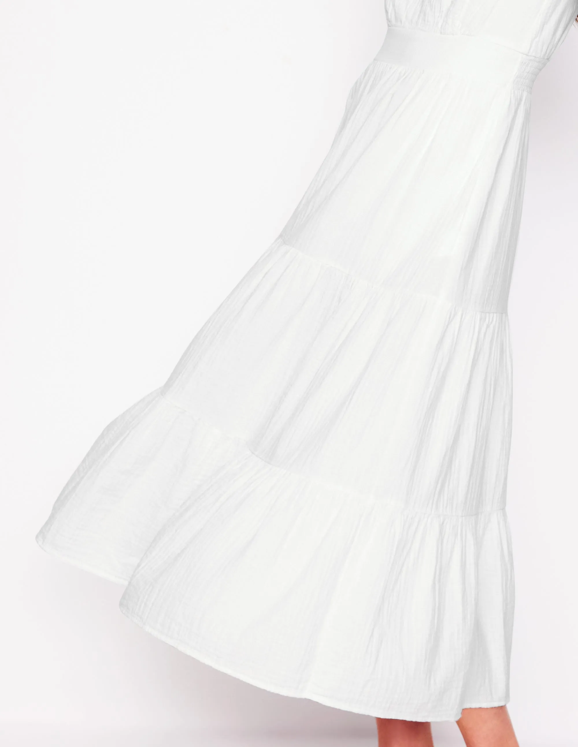 Anna Double Cloth Midi Dress-White