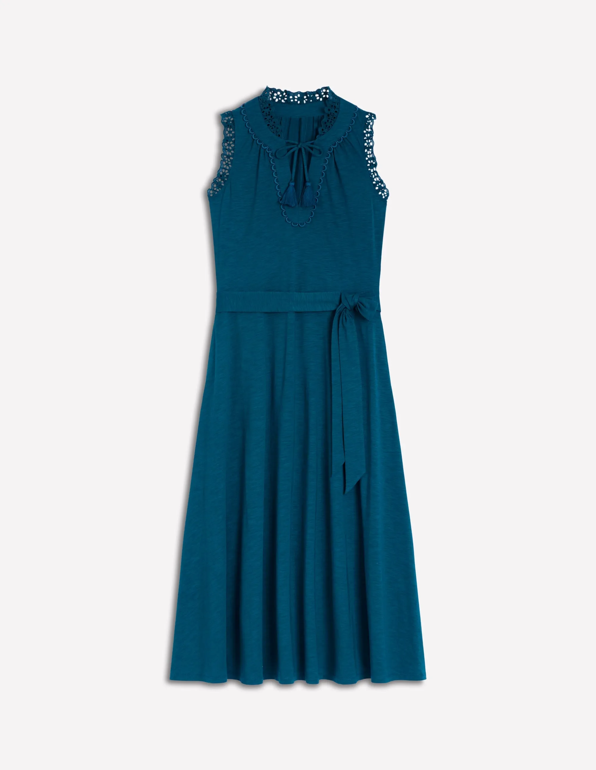 Aria Broderie Trim Midi Dress-Harbour Blue