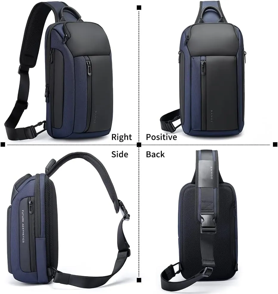 BANGE Sling Bag, Waterproof Men's Chest Bag Shoulder bags Crossbody Sling Backpack for Men