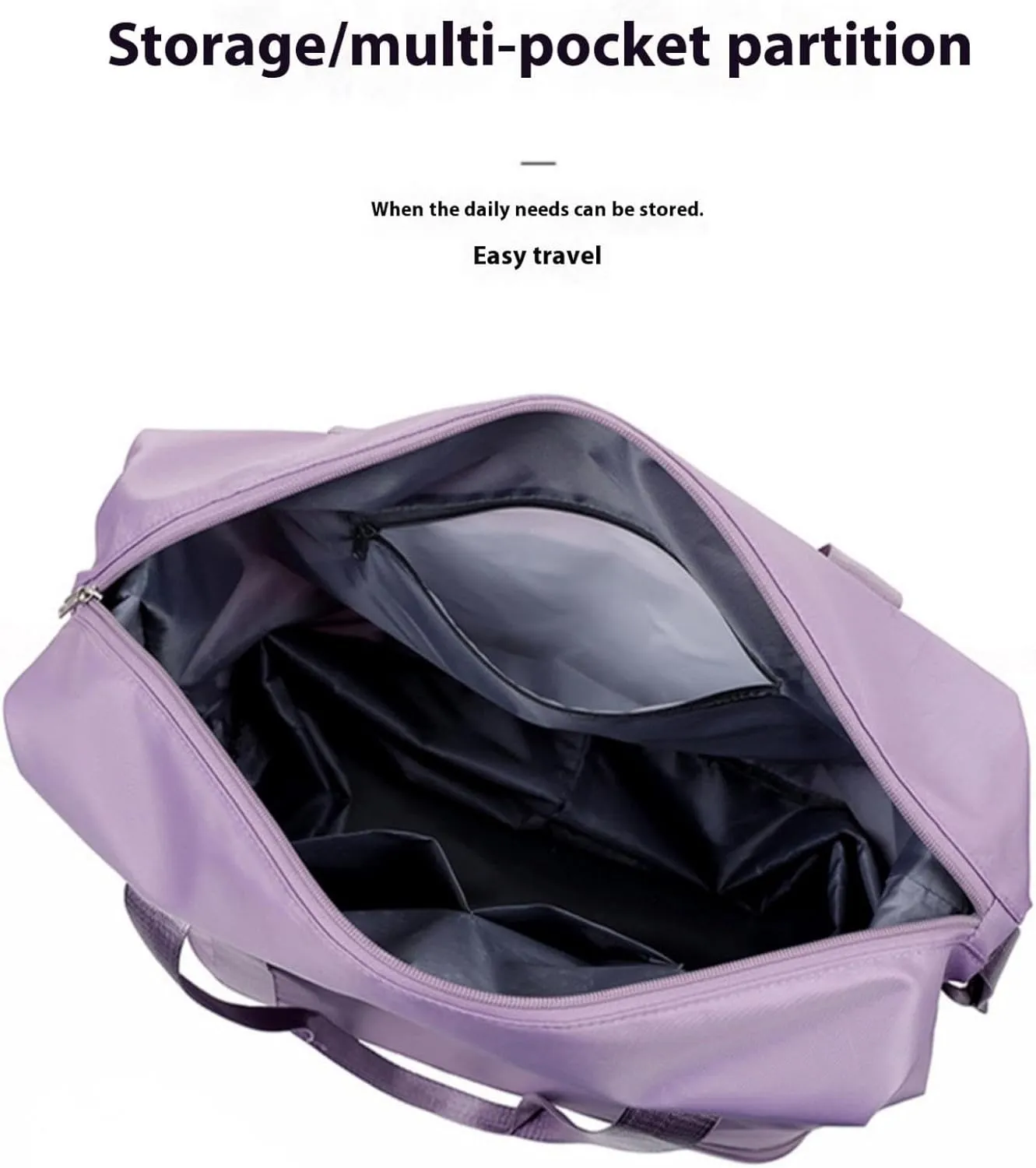 Beente Travel Bag with Wheels,Large Capacity Travel Bag, Rolling Tote Bag withWheels, Universal Wheel Removable (Dark Purple)