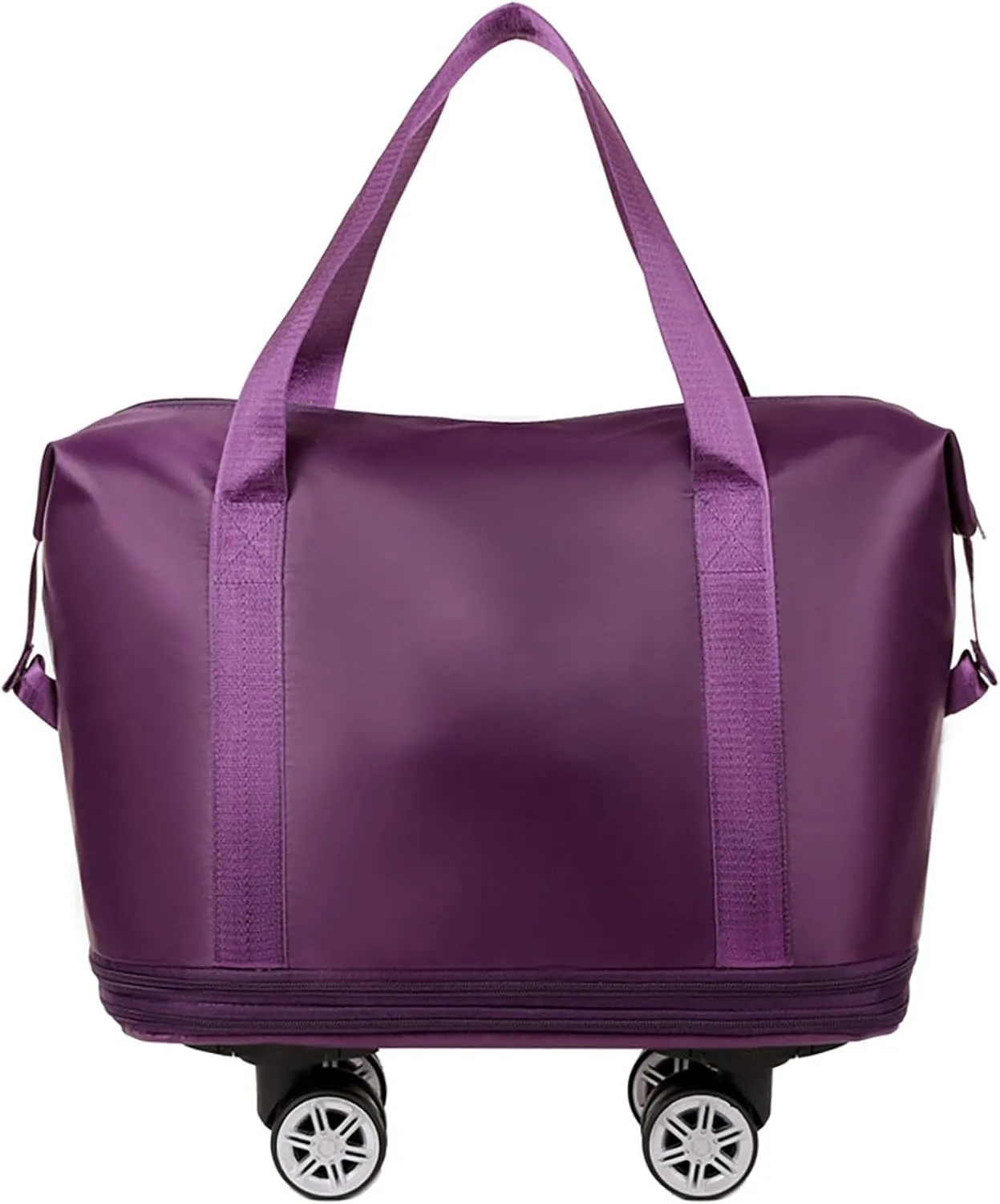 Beente Travel Bag with Wheels,Large Capacity Travel Bag, Rolling Tote Bag withWheels, Universal Wheel Removable (Dark Purple)