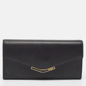 Black Leather 2Jours Continental Wallet