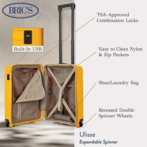 Bric's B|Y Ulisse Spinner Suitcase - 21 Inch Expandable Carry-On - Mango