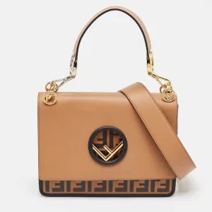 Brown/Black Zucca Embossed Leather Kan I F Top Handle Bag