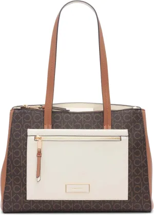 Calvin Klein Women's Hadley Tote Bag  2 in 1, Vegan Leather, 5 Pockets