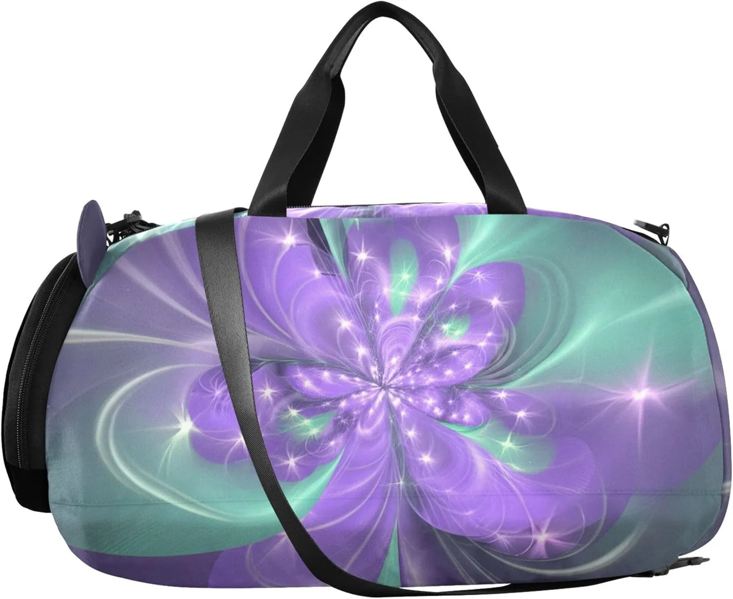Carry on Duffel Bag Boy Purple Flower Stars Weekend Duffel Overnight Travel Duffle Bags Girls Tote Gym Kids Luggage