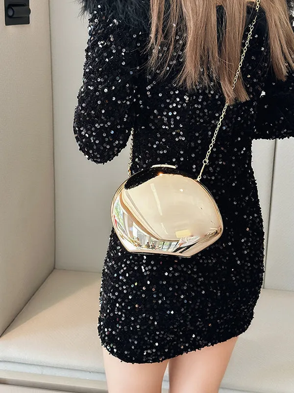 Chains Geometric Solid Color Satchels Crossbody Bags