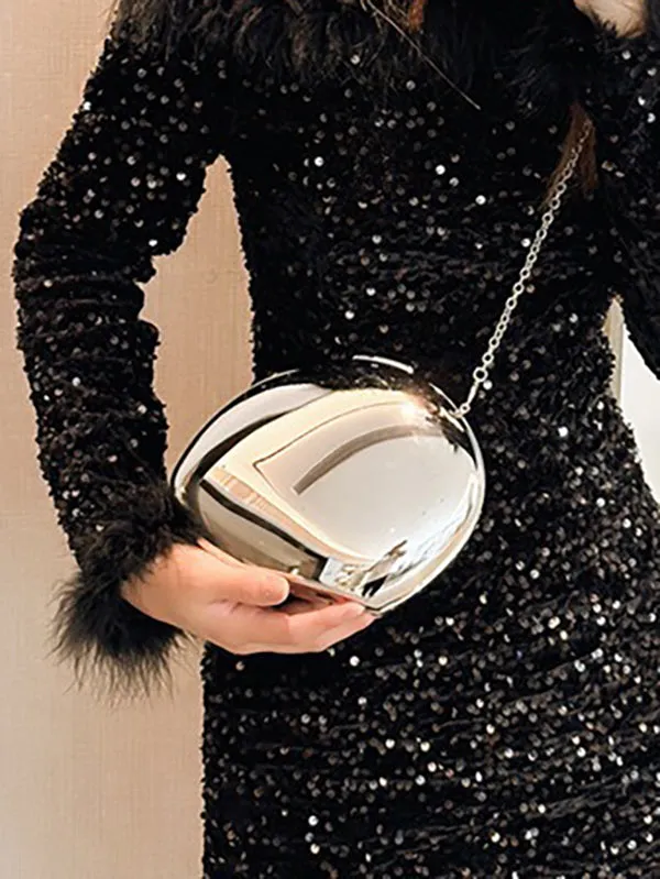 Chains Geometric Solid Color Satchels Crossbody Bags