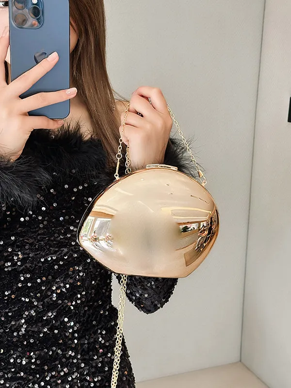 Chains Geometric Solid Color Satchels Crossbody Bags