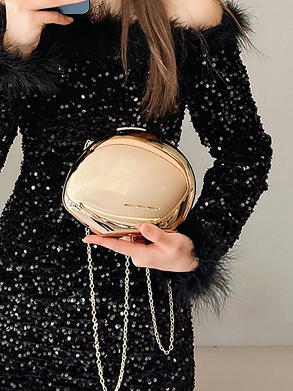 Chains Geometric Solid Color Satchels Crossbody Bags