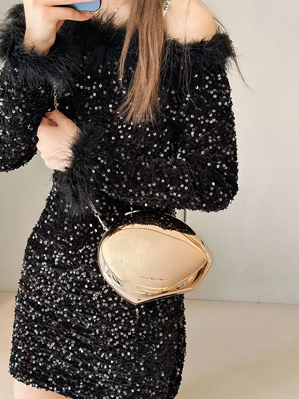 Chains Geometric Solid Color Satchels Crossbody Bags