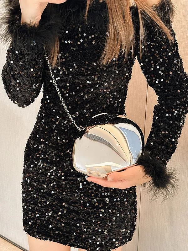 Chains Geometric Solid Color Satchels Crossbody Bags