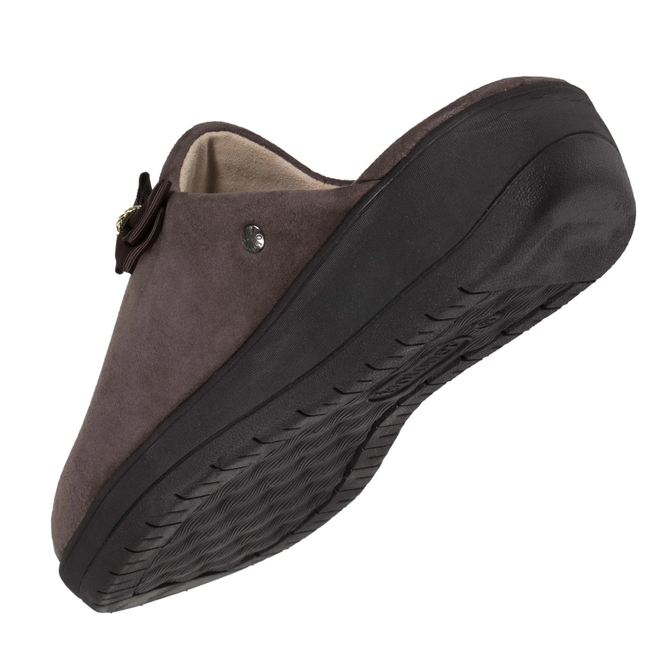 Chaussons mules Femme Talon Nœud Taupe