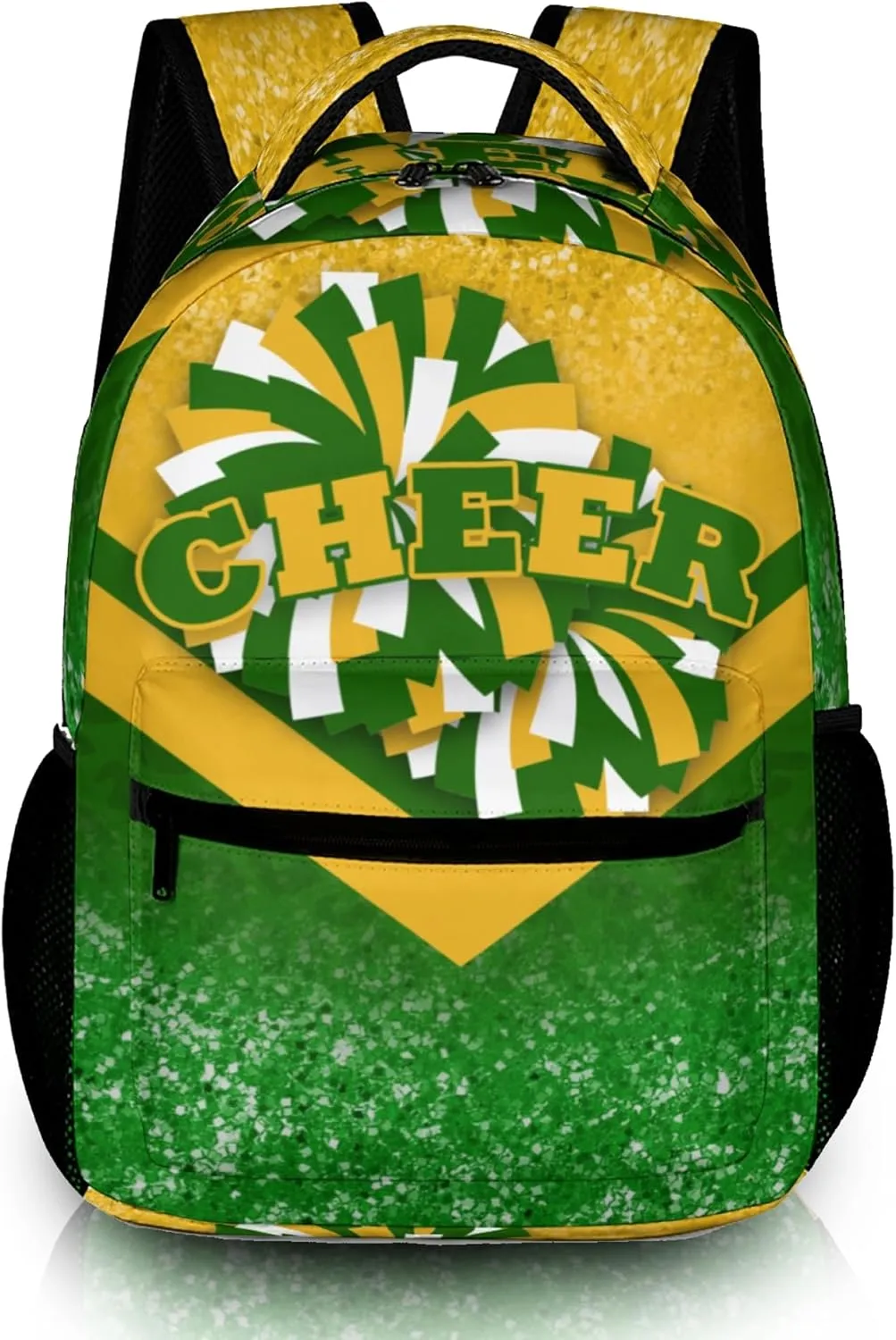 Cheer Backpacks for Cheerleaders, Cheerleading Backpack 16.5in, Cheerleader Gifts for Team (Gold&Green)