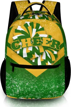 Cheer Backpacks for Cheerleaders, Cheerleading Backpack 16.5in, Cheerleader Gifts for Team (Gold&Green)