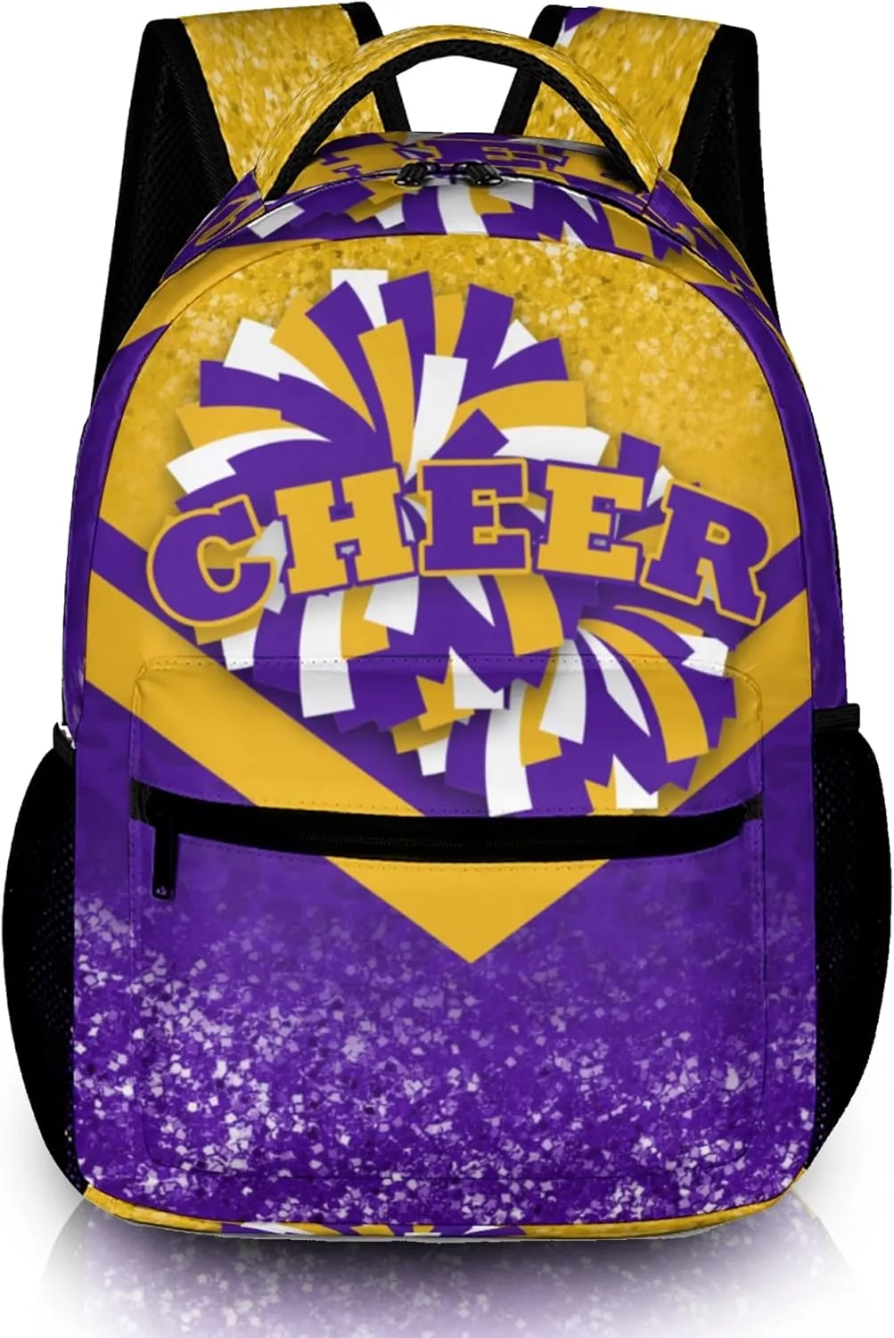 Cheer Backpacks for Cheerleaders, Cheerleading Backpack 16.5in, Cheerleader Gifts for Team (Gold&Purple)