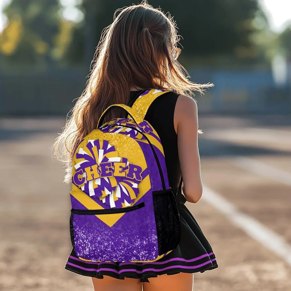 Cheer Backpacks for Cheerleaders, Cheerleading Backpack 16.5in, Cheerleader Gifts for Team (Gold&Purple)