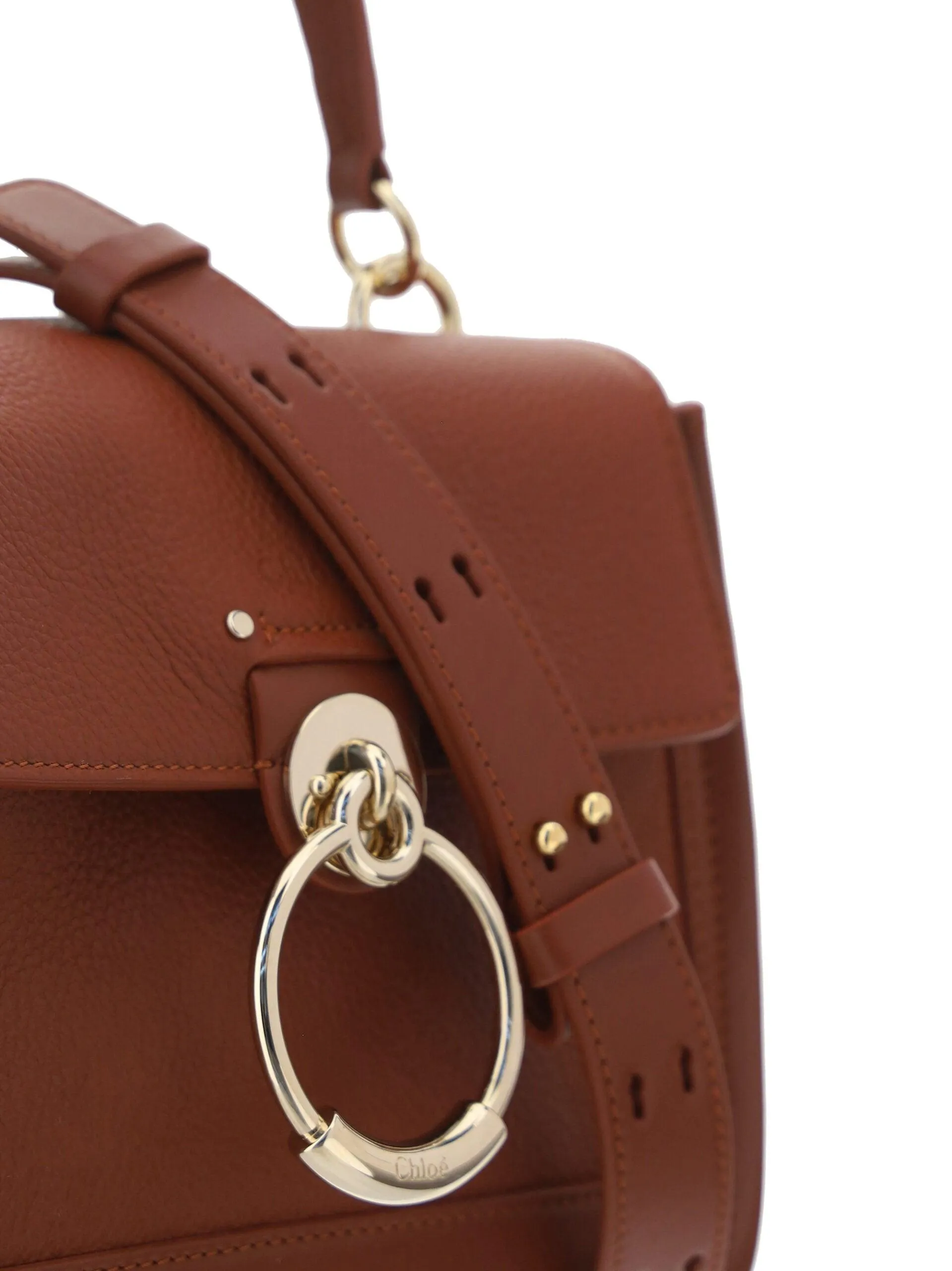 Chloé Calf Leather Tess Handbag Dark Nut