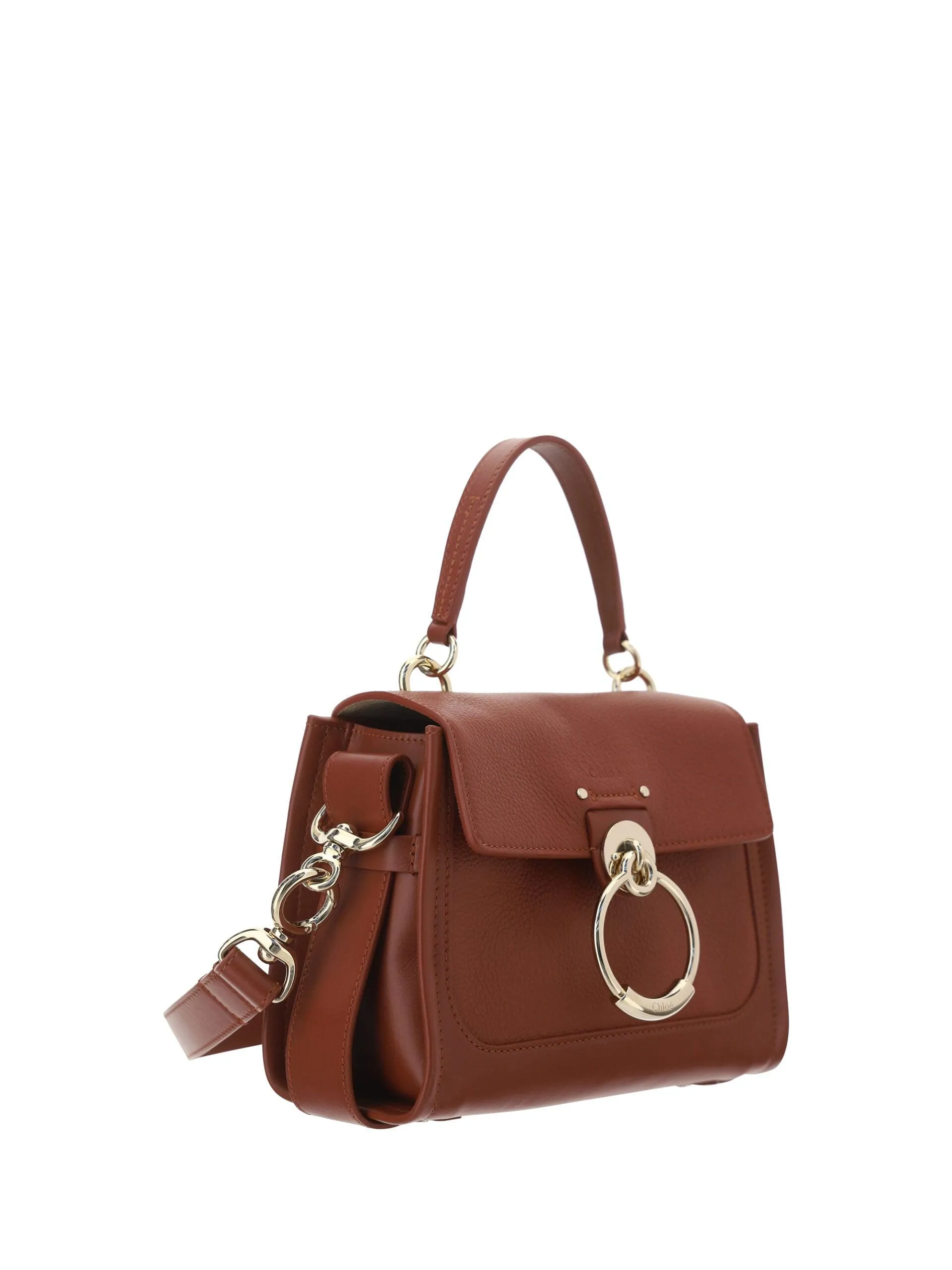 Chloé Calf Leather Tess Handbag Dark Nut