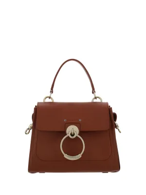 Chloé Calf Leather Tess Handbag Dark Nut