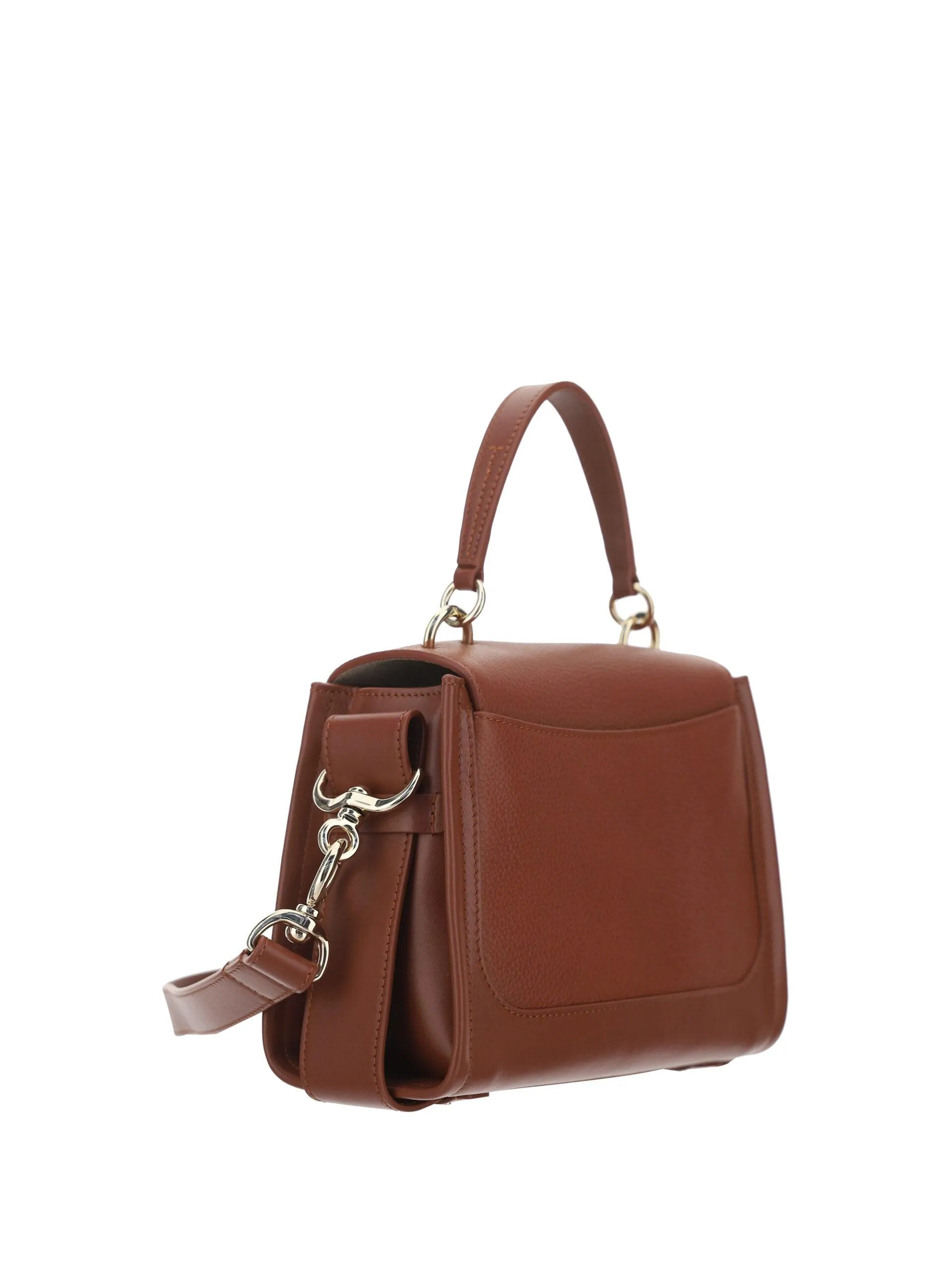 Chloé Calf Leather Tess Handbag Dark Nut