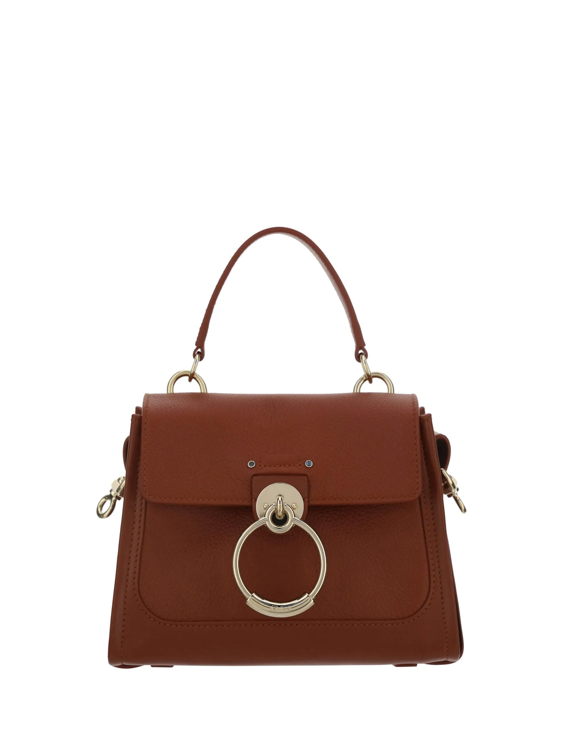Chloé Calf Leather Tess Handbag Dark Nut