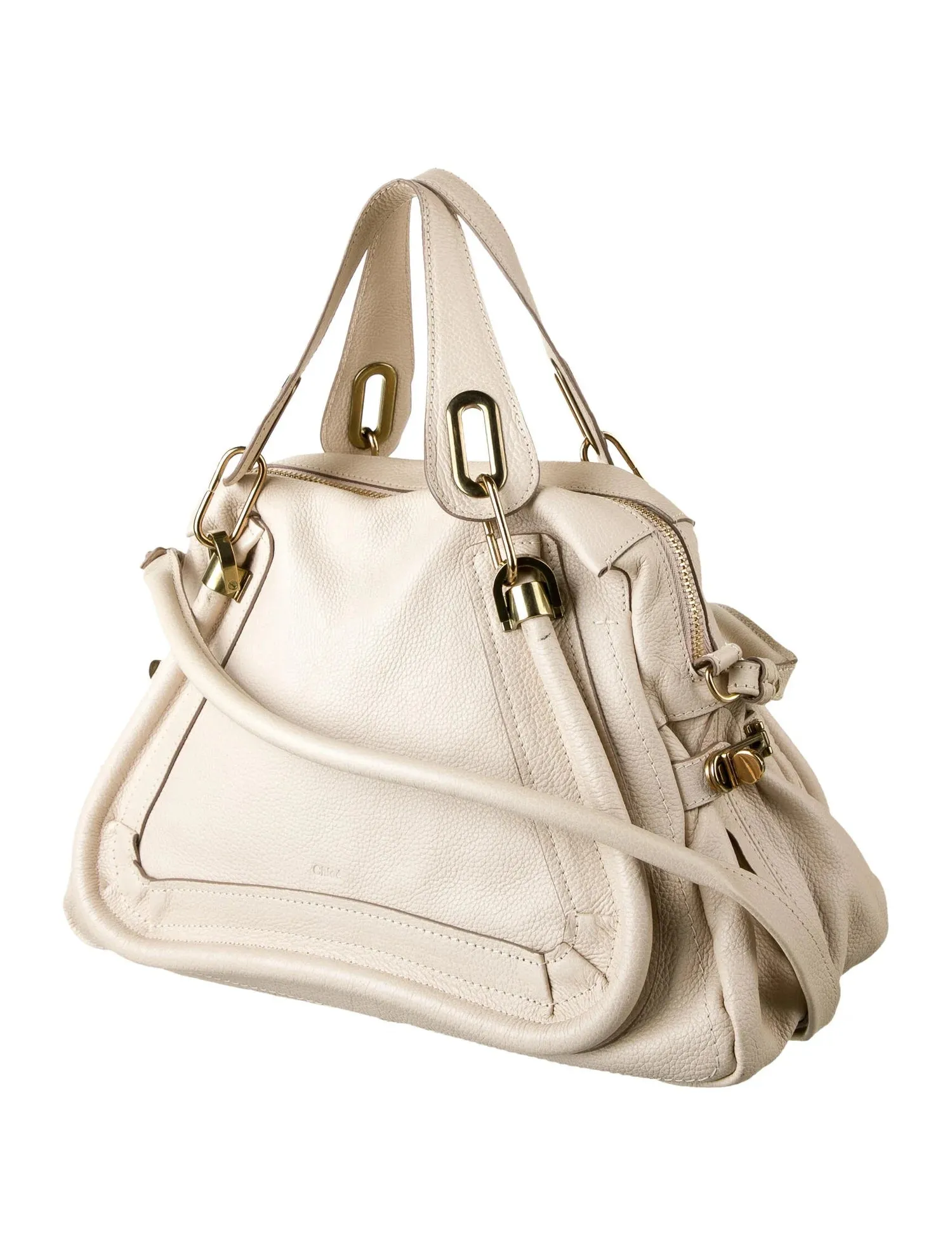 CHLOÉ CALFSKIN LEATHER PARATY BAG CREAM