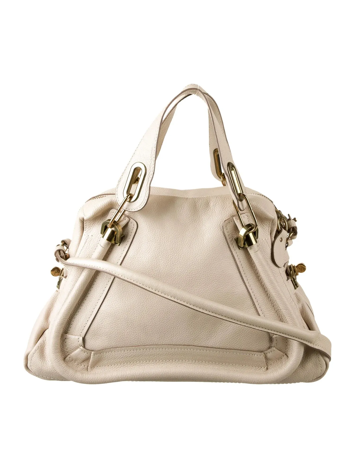 CHLOÉ CALFSKIN LEATHER PARATY BAG CREAM