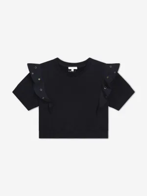 Chloé Girls Ruffle Sweatshirt in Navy