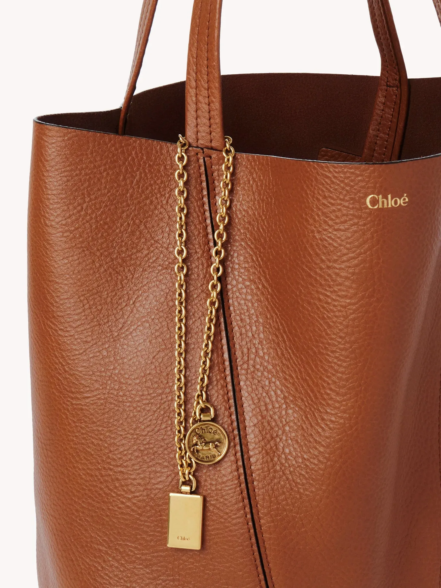 CHLOÉ SPIN TOTE BAG CLAY BROWN