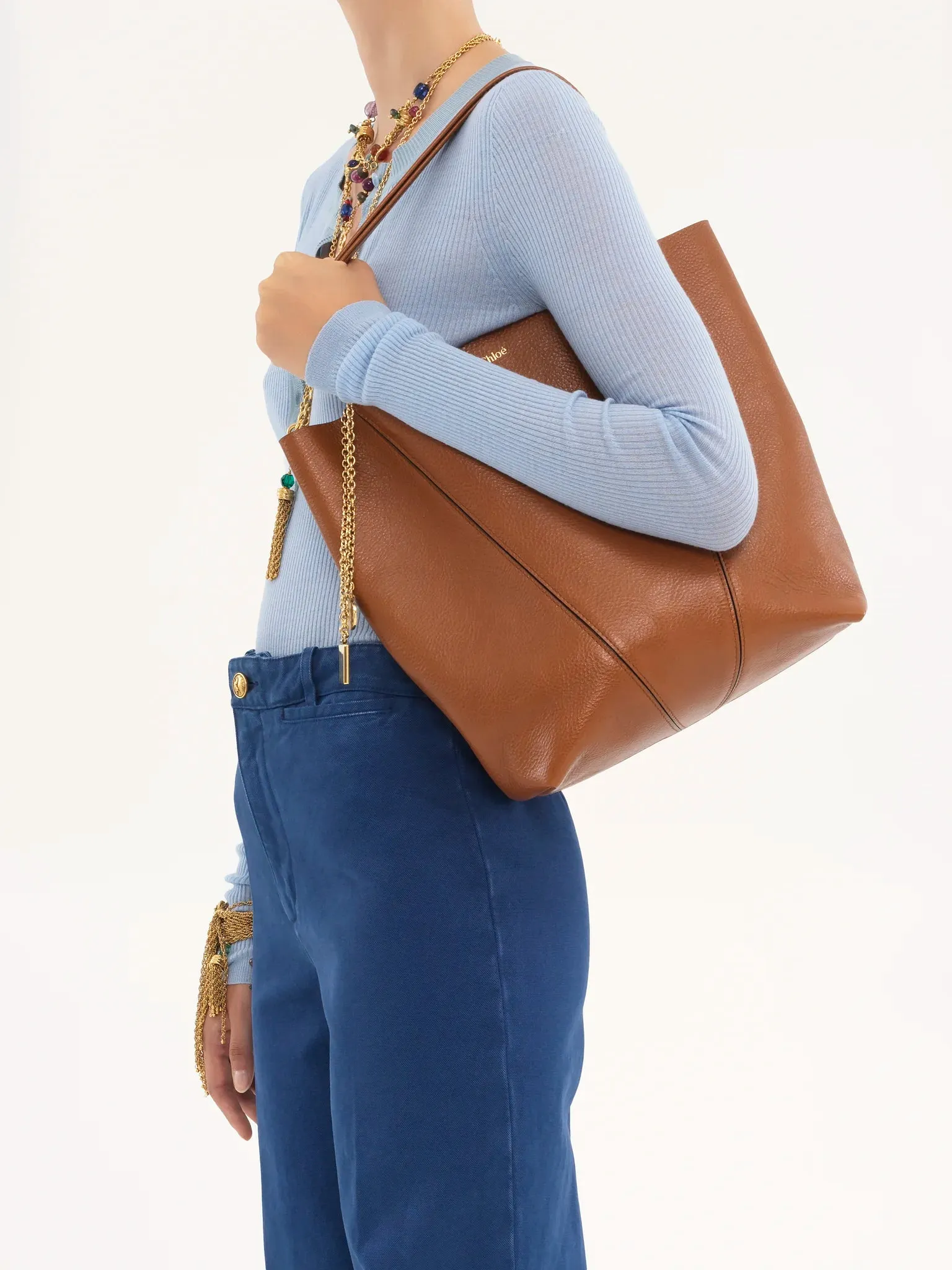 CHLOÉ SPIN TOTE BAG CLAY BROWN