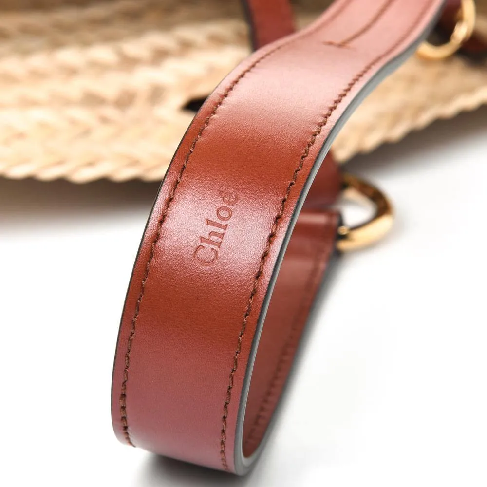Chloe Raffia Calfskin Horse-Print Panier Basket Bag