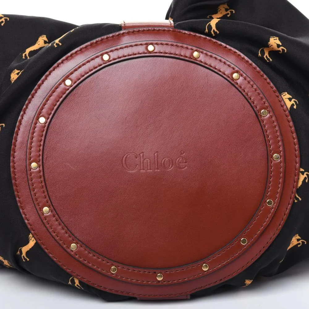 Chloe Raffia Calfskin Horse-Print Panier Basket Bag