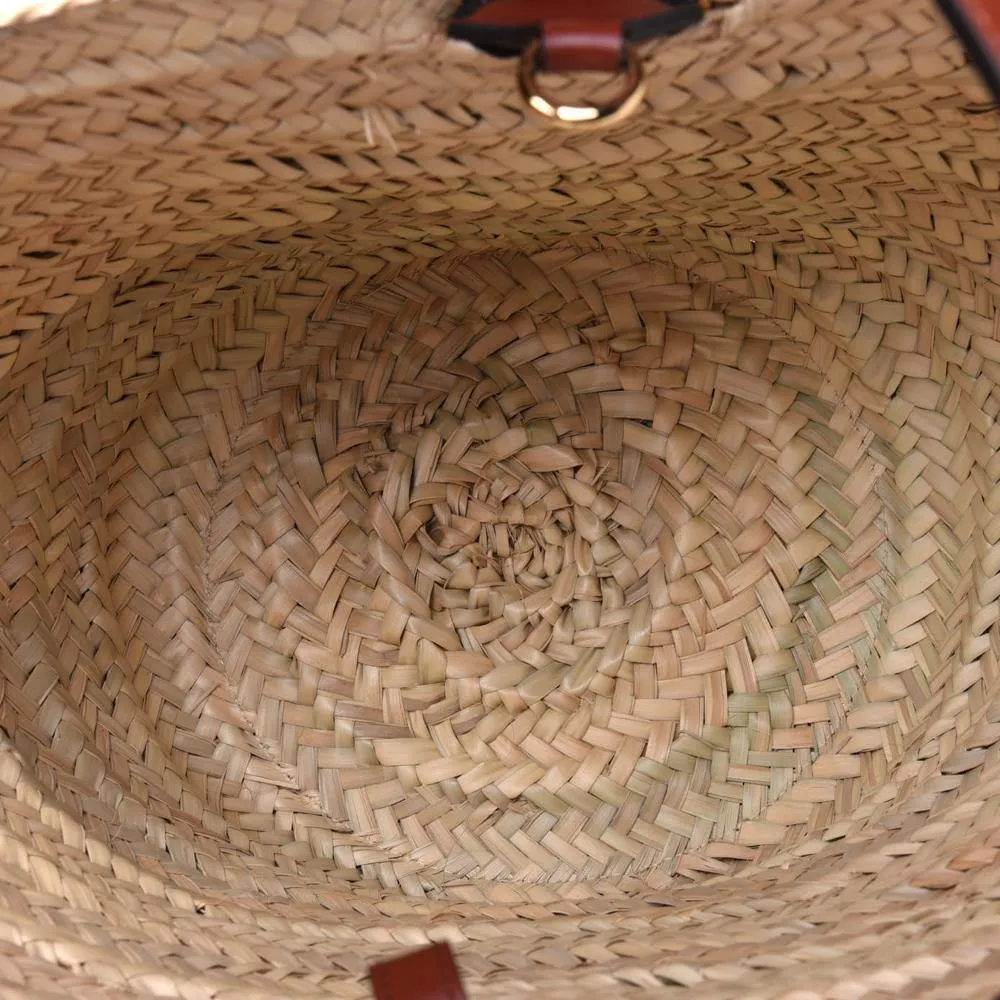 Chloe Raffia Calfskin Horse-Print Panier Basket Bag