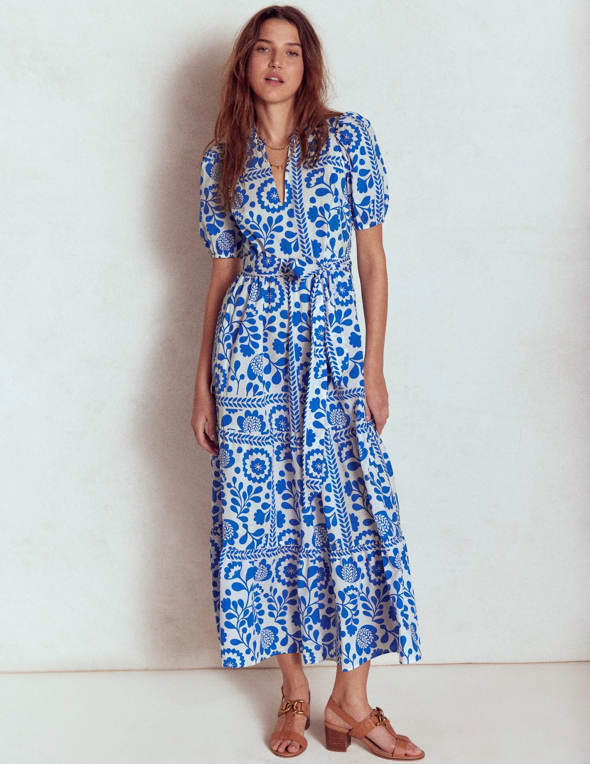 Christabel Cotton Maxi Dress-Gallery Blue, Walled Garden