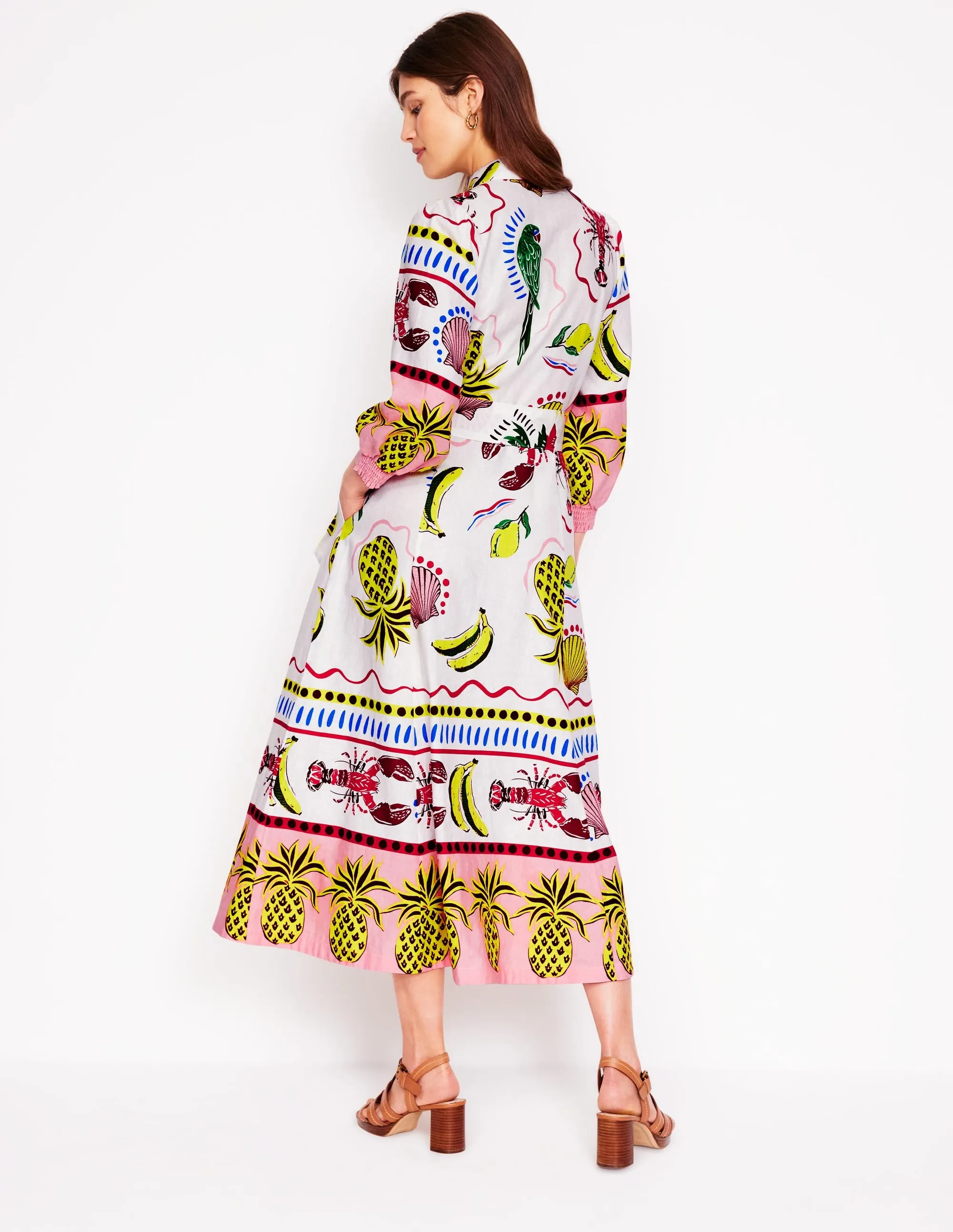Clara Linen Blend Shirt Dress-Multi, Tropical Bonanza