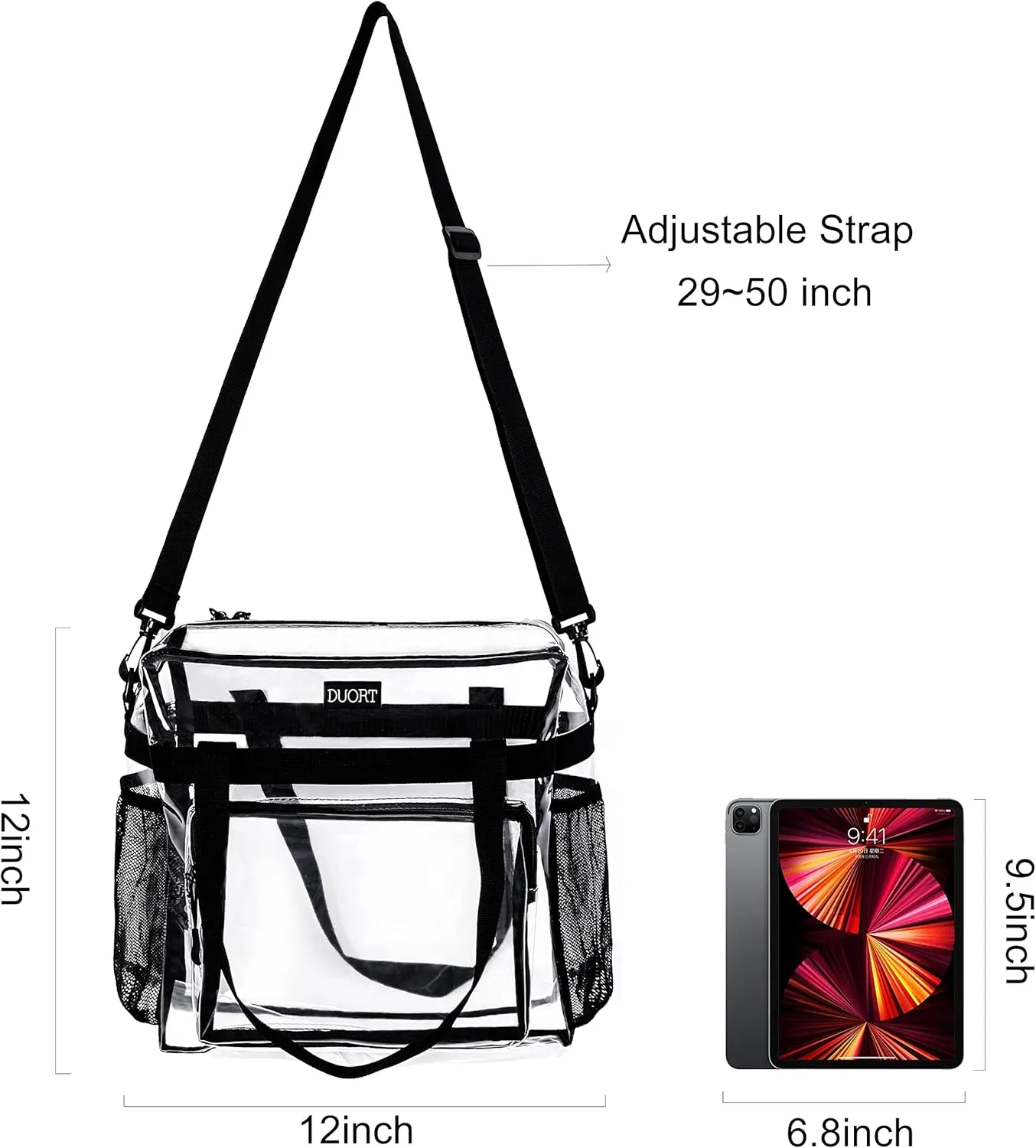 Clear Bag Stadium Approved, TPU Clear Purses Inside PocketCrossbody Bag Adjustable Strap for ConcertSporting Events